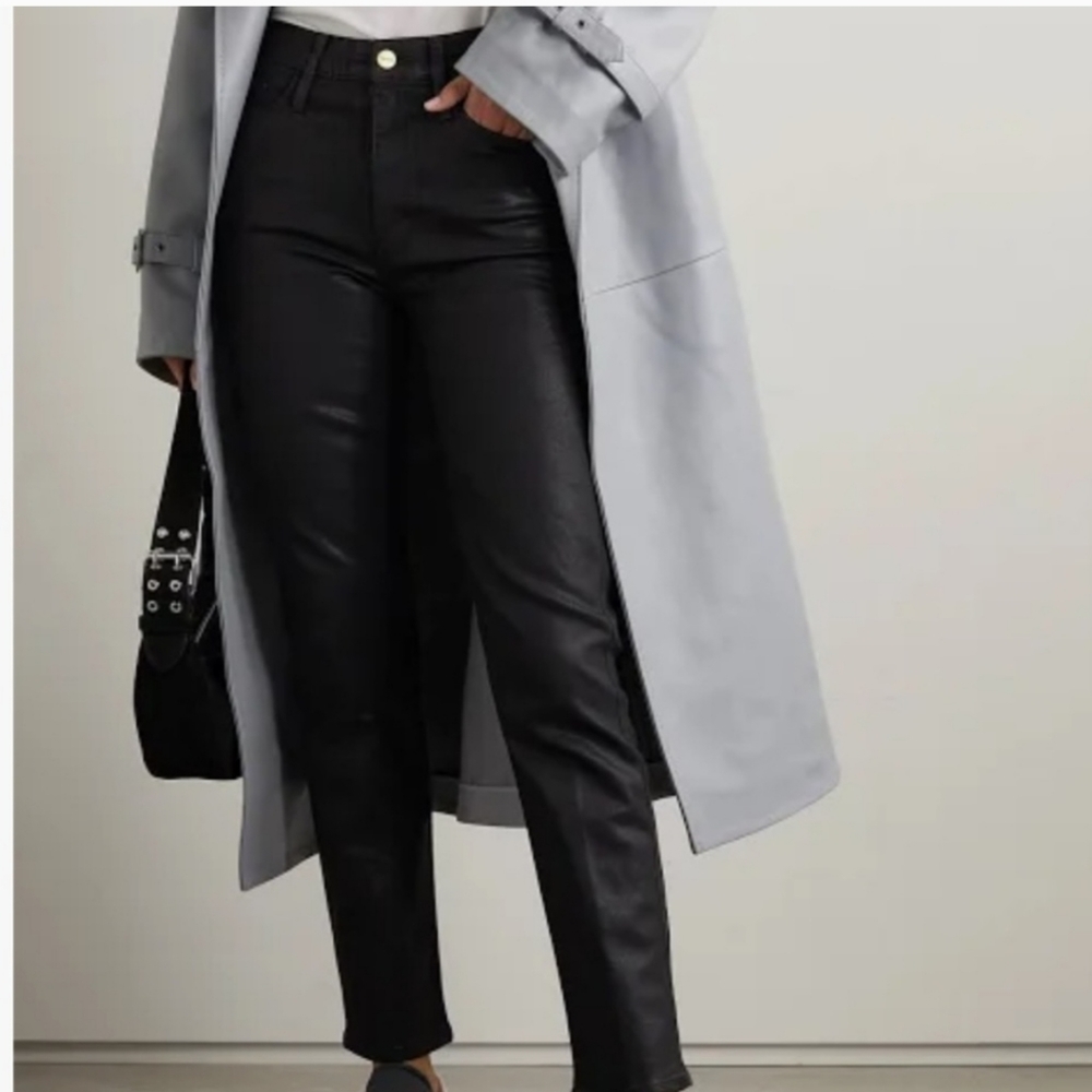 Frame Denim Black Faux Leather Straight-Leg Pants